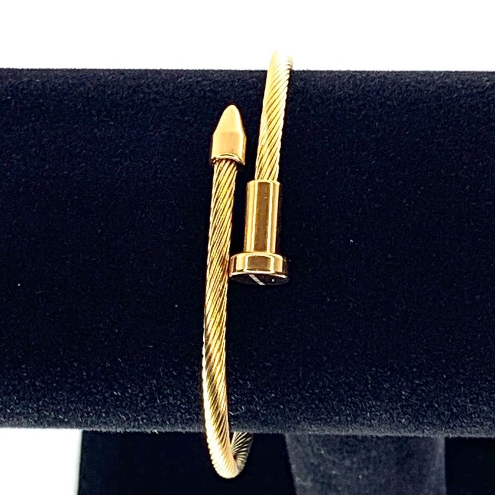 14k Gold Plated Stainless Steel Nail Wrap Bangle
